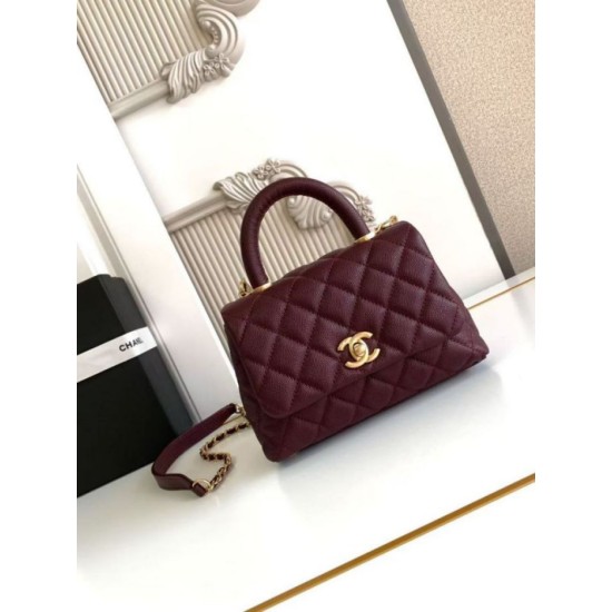 Repliche Borsa Chanel con patta e manico superiore AS2215 Borgogna Imitazioni False Online