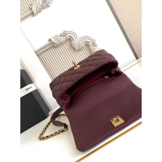 Repliche Borsa Chanel con patta e manico superiore AS2215 Borgogna Imitazioni False Online