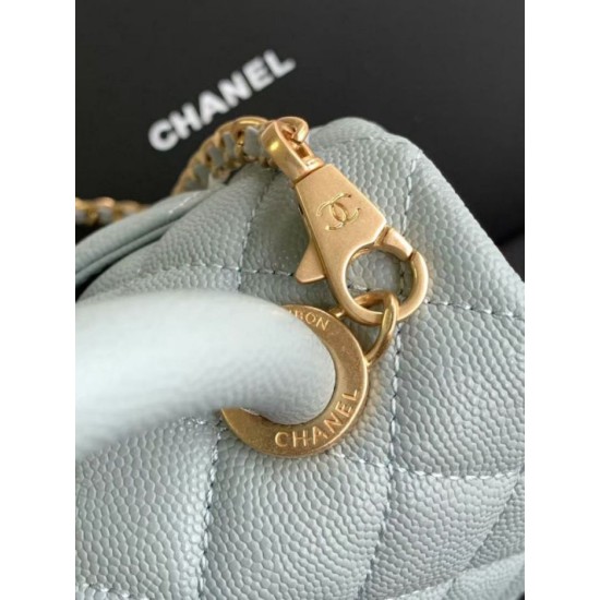 Repliche Borsa Chanel con patta e manico superiore AS2215 Azzurro Imitazioni False Online