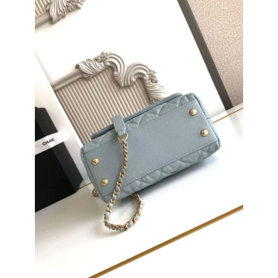 Repliche Borsa Chanel con patta e manico superiore AS2215 Azzurro Imitazioni False Online