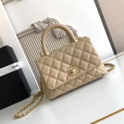 Repliche Borsa Chanel con patta e manico superiore AS2215 Albicocca Imitazioni False Online