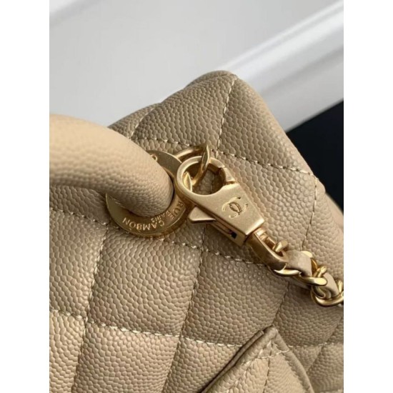 Repliche Borsa Chanel con patta e manico superiore AS2215 Albicocca Imitazioni False Online