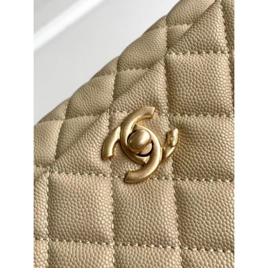 Repliche Borsa Chanel con patta e manico superiore AS2215 Albicocca Imitazioni False Online