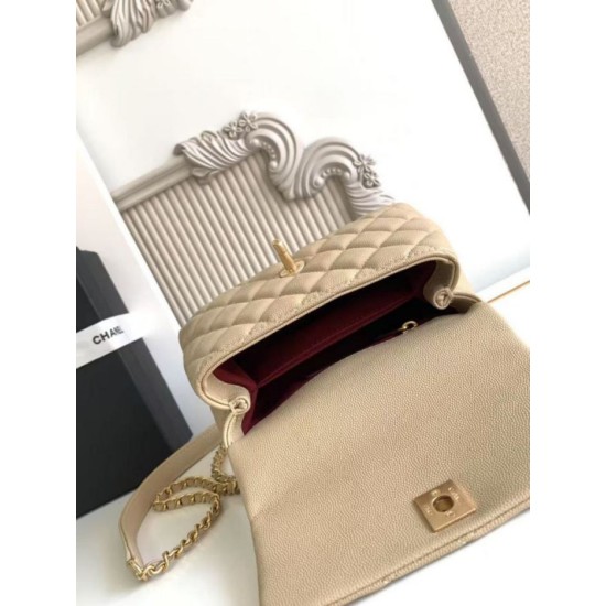 Repliche Borsa Chanel con patta e manico superiore AS2215 Albicocca Imitazioni False Online