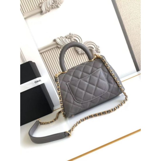 Repliche Borsa Chanel con patta e manico superiore AS2215 Grigio Imitazioni False Online