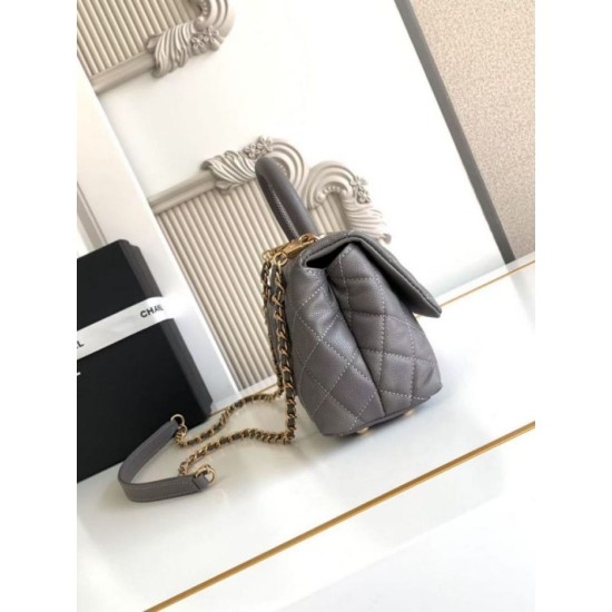 Repliche Borsa Chanel con patta e manico superiore AS2215 Grigio Imitazioni False Online