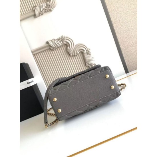 Repliche Borsa Chanel con patta e manico superiore AS2215 Grigio Imitazioni False Online