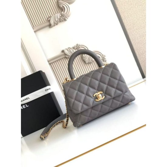 Repliche Borsa Chanel con patta e manico superiore AS2215 Grigio Imitazioni False Online