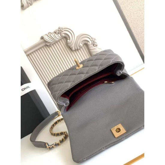 Repliche Borsa Chanel con patta e manico superiore AS2215 Grigio Imitazioni False Online