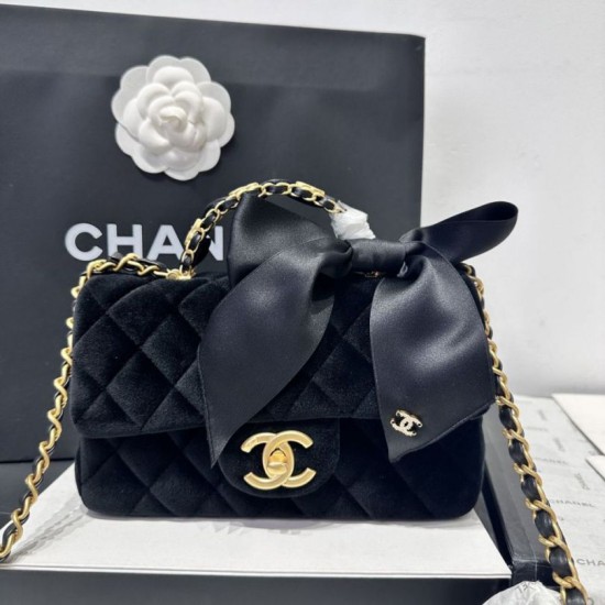 Repliche Borsa Chanel Mini con patta e manico AS5875 Nero Imitazioni False Online