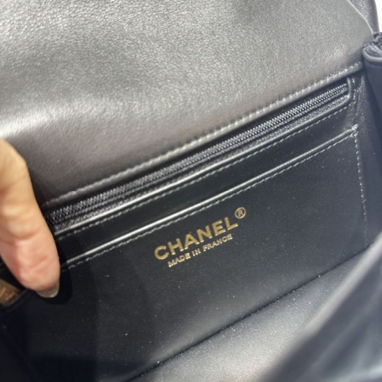 Repliche Borsa Chanel Mini con patta e manico AS5875 Nero Imitazioni False Online
