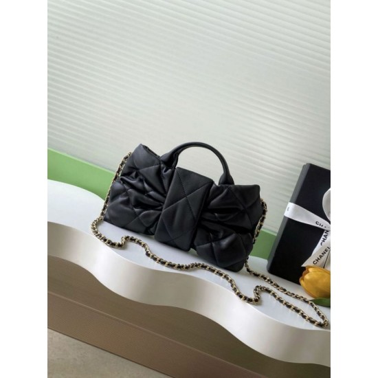 Repliche Borsa Chanel Mini con fiocco AS5849 Pelle di agnello Nero Imitazioni False Online