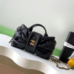 Repliche Borsa Chanel Mini con fiocco AS5849 Pelle di agnello Nero Imitazioni False Online