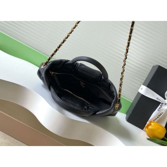 Repliche Borsa Chanel Mini con fiocco AS5849 Pelle di agnello Nero Imitazioni False Online