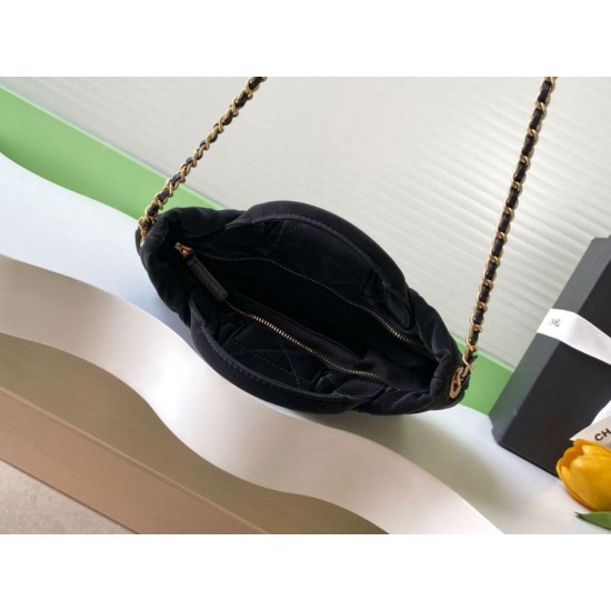 Repliche Borsa Chanel Mini con fiocco in nylon effetto velluto AS5849 Nero Imitazioni False Online