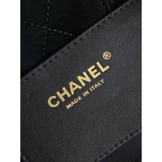 Repliche Borsa Chanel Mini con fiocco in nylon effetto velluto AS5849 Nero Imitazioni False Online