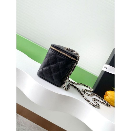 Repliche Borsa Chanel Vanity con catena AP4530 Nero Imitazioni False Online