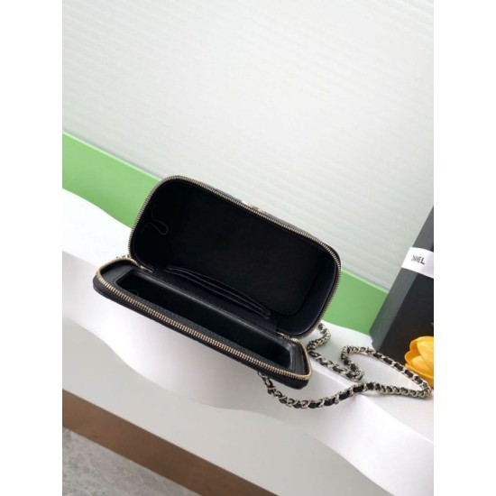 Repliche Borsa Chanel Vanity con catena AP4530 Nero Imitazioni False Online