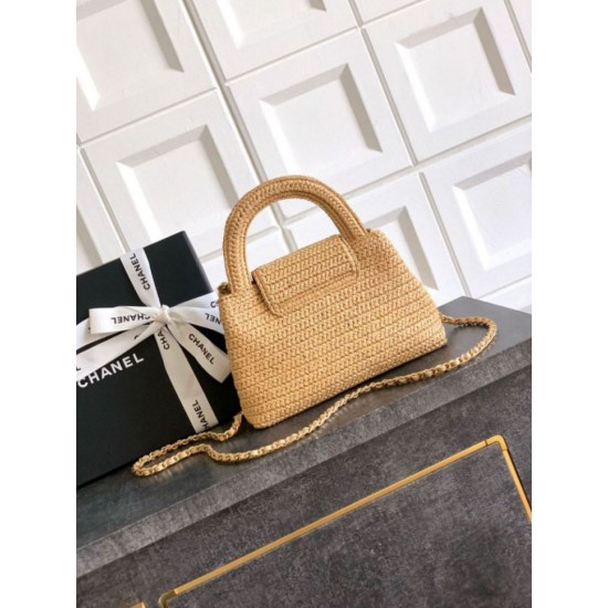 Repliche Borsa Chanel Kelly Tote in rafia Albicocca AS4416 Imitazioni False Online