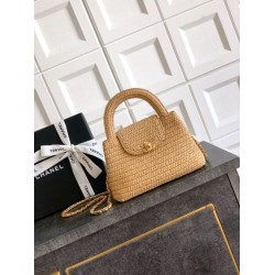 Repliche Borsa Chanel Kelly Tote in rafia Albicocca AS4416 Imitazioni False Online
