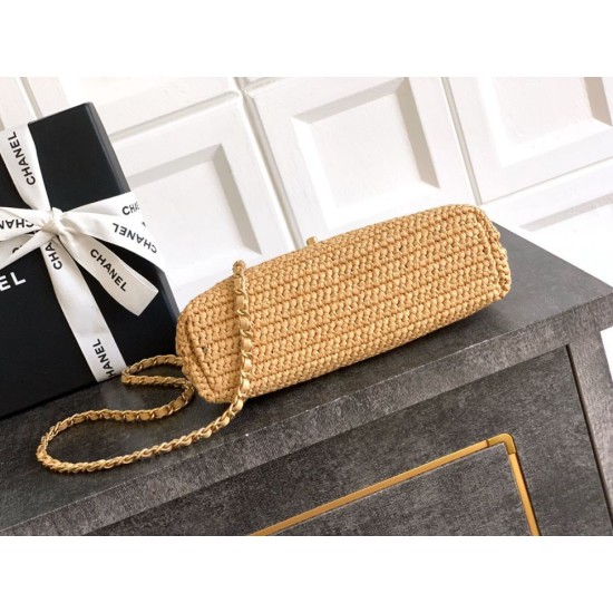 Repliche Borsa Chanel Kelly Tote in rafia Albicocca AS4416 Imitazioni False Online