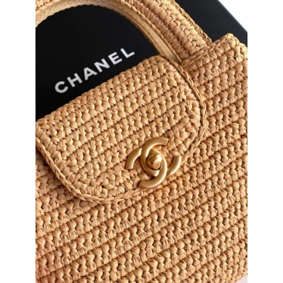 Repliche Borsa Chanel Kelly Tote in rafia Albicocca AS4416 Imitazioni False Online
