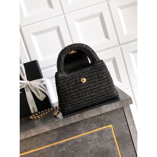 Repliche Borsa Chanel Kelly Tote in rafia Nero AS4416 Imitazioni False Online