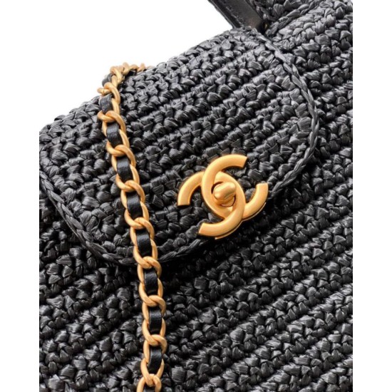 Repliche Borsa Chanel Kelly Tote in rafia Nero AS4416 Imitazioni False Online