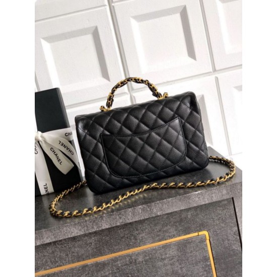 Repliche Borsa Chanel Piccola con patta e manico superiore AS5702 Nero Imitazioni False Online