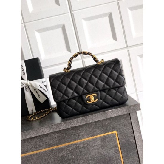 Repliche Borsa Chanel Piccola con patta e manico superiore AS5702 Nero Imitazioni False Online