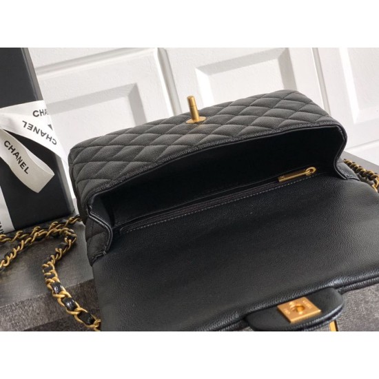 Repliche Borsa Chanel Piccola con patta e manico superiore AS5702 Nero Imitazioni False Online
