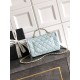 Repliche Borsa Chanel piccola con patta e manico superiore AS5702 Azzurro Imitazioni False Online