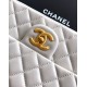 Repliche Borsa Chanel piccola con patta classica CF in pelle di agnello lucida bianca Imitazioni False Online