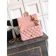 Repliche Borsa Chanel piccola con patta classica CF in pelle di agnello lucida rosa Imitazioni False Online