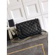 Repliche Borsa Chanel piccola con patta classica CF in pelle di agnello lucida nera Imitazioni False Online