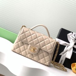 Repliche Borsa Chanel 25P piccola con patta e manico superiore AS5355 Albicocca Imitazioni False Online