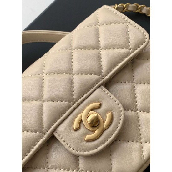 Repliche Borsa Chanel 25P piccola con patta e manico superiore AS5355 Albicocca Imitazioni False Online