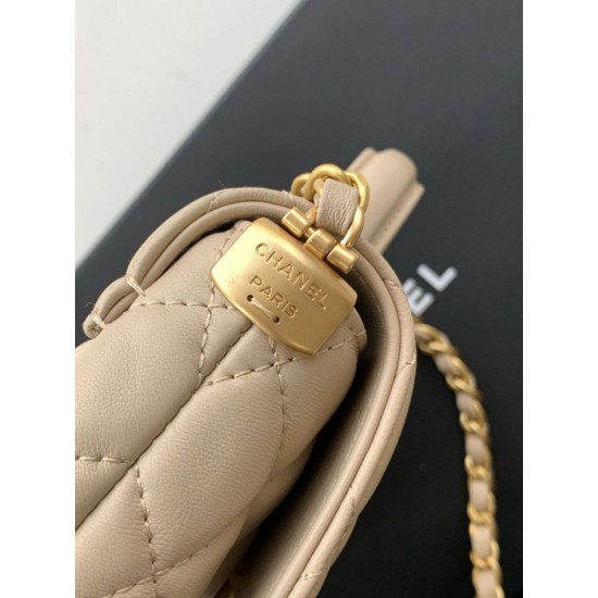 Repliche Borsa Chanel 25P piccola con patta e manico superiore AS5355 Albicocca Imitazioni False Online