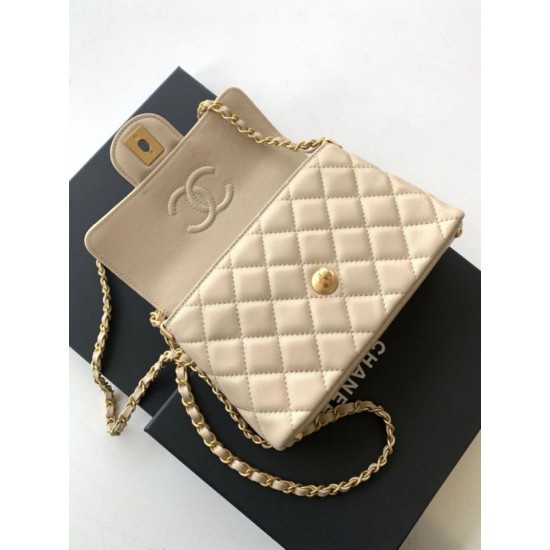 Repliche Borsa Chanel 25P piccola con patta e manico superiore AS5355 Albicocca Imitazioni False Online