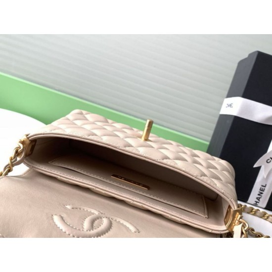 Repliche Borsa Chanel 25P piccola con patta e manico superiore AS5355 Albicocca Imitazioni False Online
