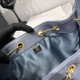 Repliche Chanel AS5293, borsa a secchiello con coulisse piccola Hobo Vintage, pelle di daino blu Imitazioni False Online