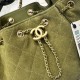 Repliche Chanel AS5293, borsa a secchiello con coulisse piccola Hobo Vintage Verde pelle di daino Imitazioni False Online