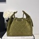 Repliche Chanel AS5293, borsa a secchiello con coulisse piccola Hobo Vintage Verde pelle di daino Imitazioni False Online