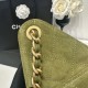 Repliche Chanel AS5293, borsa a secchiello con coulisse piccola Hobo Vintage Verde pelle di daino Imitazioni False Online