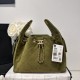 Repliche Chanel AS5293, borsa a secchiello con coulisse piccola Hobo Vintage Verde pelle di daino Imitazioni False Online