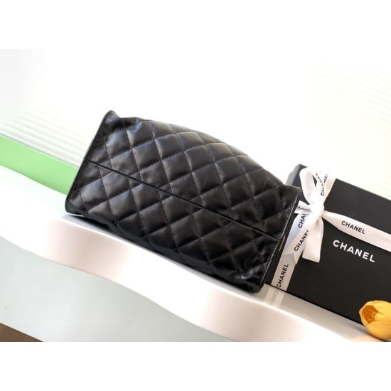 Repliche Chanel AS5293 Borsa a secchiello piccola Hobo Vintage con coulisse in vacchetta nera Imitazioni False Online