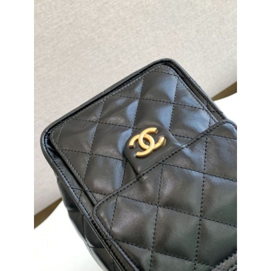 Repliche Chanel AS5293 Borsa a secchiello piccola Hobo Vintage con coulisse in vacchetta nera Imitazioni False Online