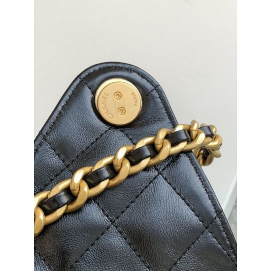 Repliche Chanel AS5293 Borsa a secchiello piccola Hobo Vintage con coulisse in vacchetta nera Imitazioni False Online
