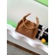Repliche Chanel AS5293 Borsa a secchiello piccola Hobo Vintage con coulisse in pelle scamosciata marrone Imitazioni False Online