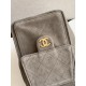 Repliche Chanel AS5293 Borsa a secchiello piccola Hobo Vintage con coulisse in pelle scamosciata viola chiaro Imitazioni False Online